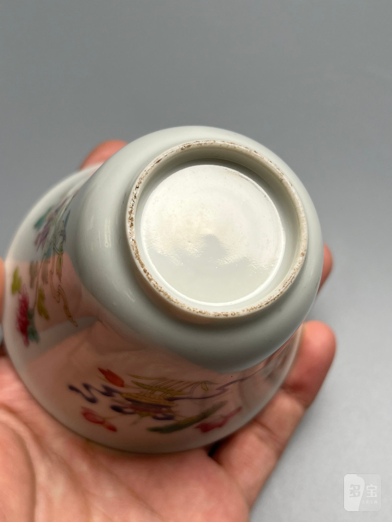 清道光  粉彩花卉八吉祥纹盖杯 - 图13